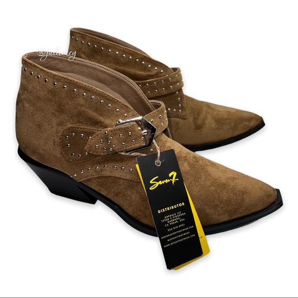 NEW Seven7 Dallas Women's Studded Ankle Boots Faux Suede Booties Size 10 or 11 - Picture 6 of 7